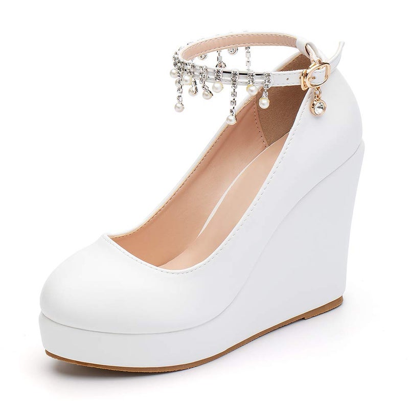 Dress First Platform Wedge Mary Jane Strap High Heel Bride Wedding Evening Party Dress Casual Shoes - Image 1